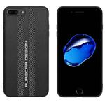 Carbon Fiber Texture Plain Leather Phone Case For iPhone 8 Plus / 7 Plus(Black)