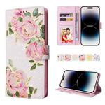 For iPhone 14 Pro Bronzing Painting RFID Leather Case(Rose Flower)