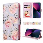 For iPhone 13 mini Bronzing Painting RFID Leather Case (Pastoral Rose)