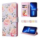 For iPhone 13 Pro Max Bronzing Painting RFID Leather Case (Pastoral Rose)