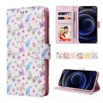 For iPhone 12 mini Bronzing Painting RFID Leather Case (Pansies)