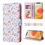 For iPhone 12 / 12 Pro Bronzing Painting RFID Leather Case(Pansies)