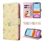 For iPhone 11 Bronzing Painting RFID Leather Case (Yellow Daisy)