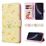 For iPhone XR Bronzing Painting RFID Leather Case(Yellow Daisy)