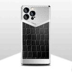 For iPhone 13 Crocodile Texture Electroplate Leather Phone Case(Silver+Black)
