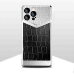 For iPhone 13 Pro Max Crocodile Texture Electroplate Leather Phone Case (Silver+Black)