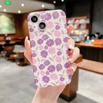 For iPhone 14 Pro Small Floral TPU Phone Case(Purple Pink)