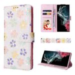 For Samsung Galaxy S22 Ultra Bronzing Painting RFID Leather Case(Bloosoming Flower)