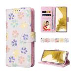 For Samsung Galaxy S22 Plus Bronzing Painting RFID Leather Case(Bloosoming Flower)