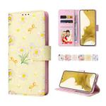 For Samsung Galaxy S22 Plus Bronzing Painting RFID Leather Case(Yellow Daisy)