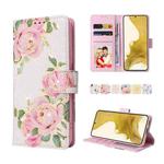 For Samsung Galaxy S22 Plus Bronzing Painting RFID Leather Case(Rose Flower)
