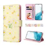 For Samsung Galaxy S22 Bronzing Painting RFID Leather Case(Yellow Daisy)