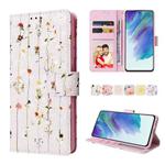 For Samsung Galaxy S21 FE 5G Bronzing Painting RFID Leather Case(Dreid Flower World)