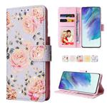 For Samsung Galaxy S21 5G Bronzing Painting RFID Leather Case(Pastoral Rose)
