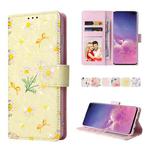 For Samsung Galaxy S10 Plus Bronzing Painting RFID Leather Case(Yellow Daisy)