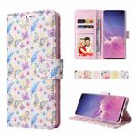 For Samsung Galaxy S10 Plus Bronzing Painting RFID Leather Case(Pansies)