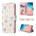 For Samsung Galaxy S10 Bronzing Painting RFID Leather Case(Bloosoming Flower)