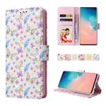 For Samsung Galaxy S10 Bronzing Painting RFID Leather Case(Pansies)