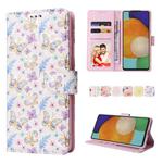 For Samsung Galaxy A52 5G Bronzing Painting RFID Leather Case(Pansies)