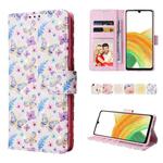 For Samsung Galaxy A33 5G Bronzing Painting RFID Leather Case(Pansies)