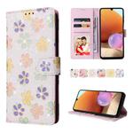 For Samsung Galaxy A32 4G Bronzing Painting RFID Leather Case(Bloosoming Flower)