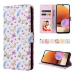 For Samsung Galaxy A32 4G Bronzing Painting RFID Leather Case(Pansies)