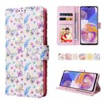 For Samsung Galaxy A23 4G Bronzing Painting RFID Leather Case(Pansies)