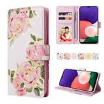 For Samsung Galaxy A22 5G Bronzing Painting RFID Leather Case(Rose Flower)