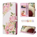 For Samsung Galaxy A12 Bronzing Painting RFID Leather Case(Rose Flower)