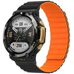 For Amazfit T-Rex 2 Silicone Magnetic Dual-color Watch Band(Black Orange)