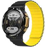 For Amazfit T-Rex 2 Silicone Magnetic Dual-color Watch Band(Black Yellow)