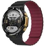 For Amazfit T-Rex 2 Silicone Magnetic Dual-color Watch Band(Black Wine Red)