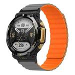 For Amazfit T-Rex 2 Silicone Magnetic Dual-color Watch Band(Grey Orange)