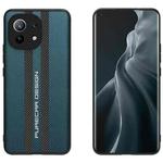 For Xiaomi Mi 11 Carbon Fiber Texture Plain Leather Phone Case(Dark Green)