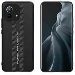 For Xiaomi Mi 11 Carbon Fiber Texture Plain Leather Phone Case(Black)