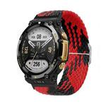 For Amazfit T-Rex 2 Adjustable Buckle Braided Nylon Watch Band(Black Red)