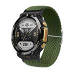 For Amazfit T-Rex 2 Adjustable Buckle Braided Nylon Watch Band(Army Green)