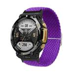 For Amazfit T-Rex 2 Adjustable Buckle Braided Nylon Watch Band(Purple)