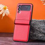 For Samsung Galaxy Z Flip4 Three-stage Folding PU + PC Phone Case(Red)