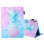 For iPad Pro 11 (2020) & (2018) Painted Pattern Tablet PC Protective Leather Case with Bracket & Card Slot & Photo Holder(Blue Pink Pineapple)