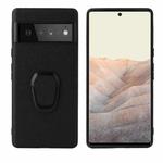 For Google Pixel 6 Pro Leather Back Phone Case with Holder(Black)