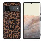 For Google Pixel 6 Leather Back Phone Case with Holder(Leopard Print)
