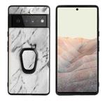For Google Pixel 6 Leather Back Phone Case with Holder(Marble)