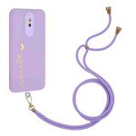 For Xiaomi Redmi 8A Gilding Line TPU Phone Case with Strap(Light Purple)