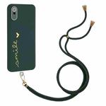 For Xiaomi Redmi 9A / 9AT / 9i Indian Gilding Line TPU Phone Case with Strap(Dark Green)