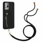 For Xiaomi Redmi 10 / 10 Prime / 10 2022 Gilding Line TPU Phone Case with Strap(Black)