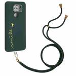 For Xiaomi Redmi Note 9 Global / 10X 4G Gilding Line TPU Phone Case with Strap(Dark Green)