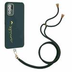 For Xiaomi Redmi Note 10 5G / 10T 5G / Poco M3 Pro / Poco M3 Pro 5G Gilding Line TPU Phone Case with Strap(Dark Green)