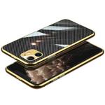 For iPhone 11 Carbon Brazed Stainless Steel Ultra Thin Protective Phone Case (Gold)