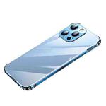 For iPhone 13 Pro Max Stainless Steel+TPU Metal Transparent Phone Case (Sea Blue)